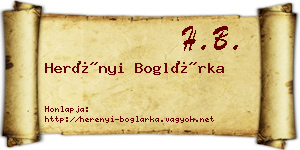 Herényi Boglárka névjegykártya